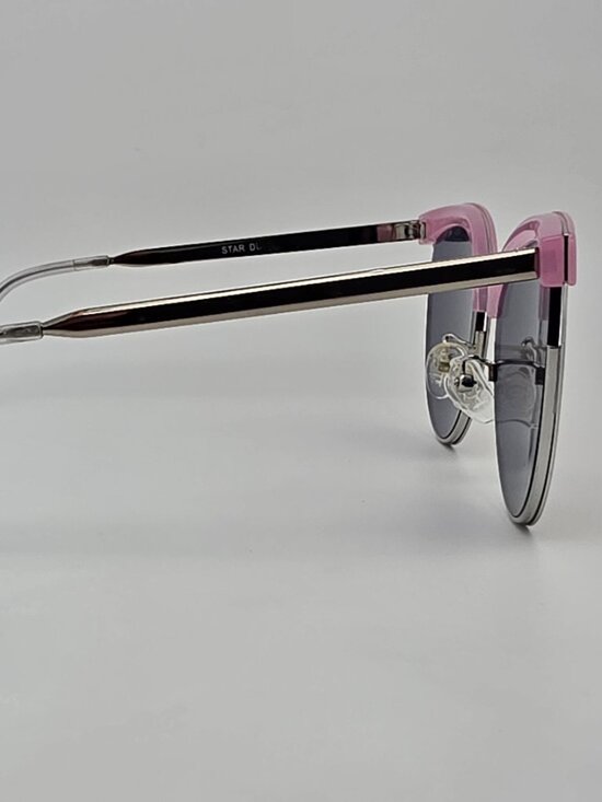 Quay Australia Star Dust Silver Pink Frame Pink Mirror Lens Cat Eye Sunglasses